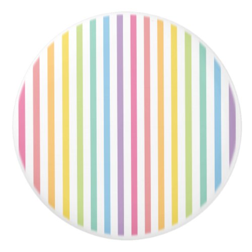 Pastel Rainbow Stripes Pattern Ceramic Knob