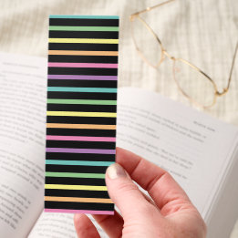 Pastel Rainbow Stripes Pattern on Black Bookmarks