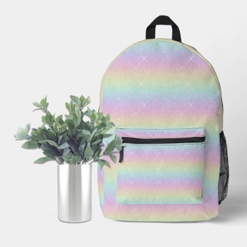Pastel Rainbow Stripes Printed Backpack by All_Occasion_Gifts at Zazzle