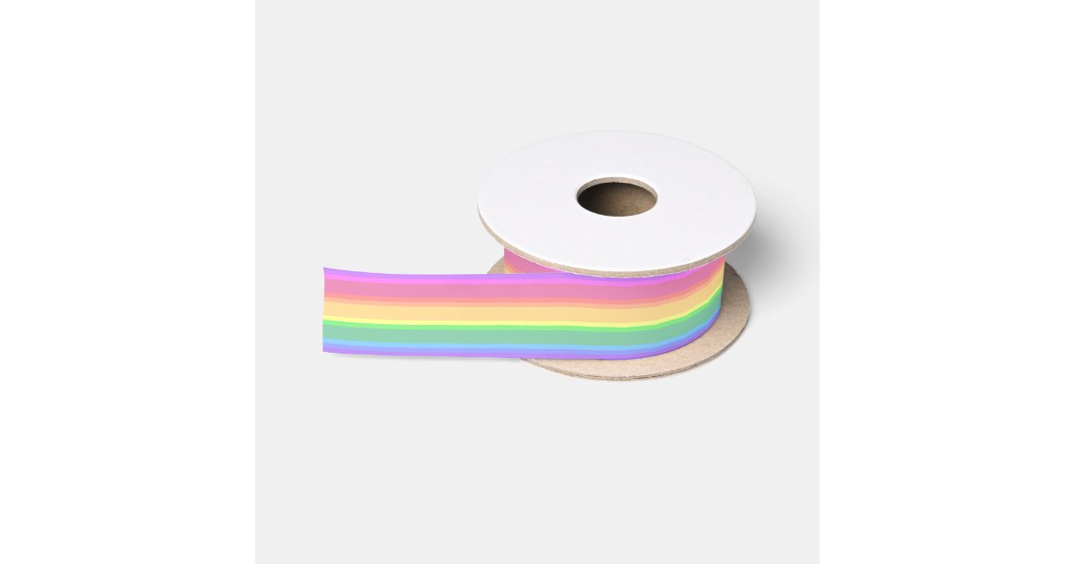 Pastel Ribon Pastel rainbow stripes satin ribbon | Zazzle