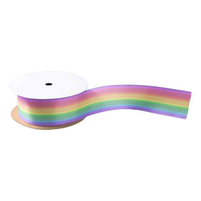 Pastel rainbow stripes satin ribbon (Spool)