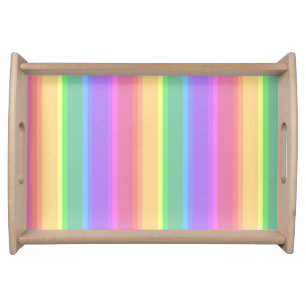 Pastel rainbow stripes serving tray