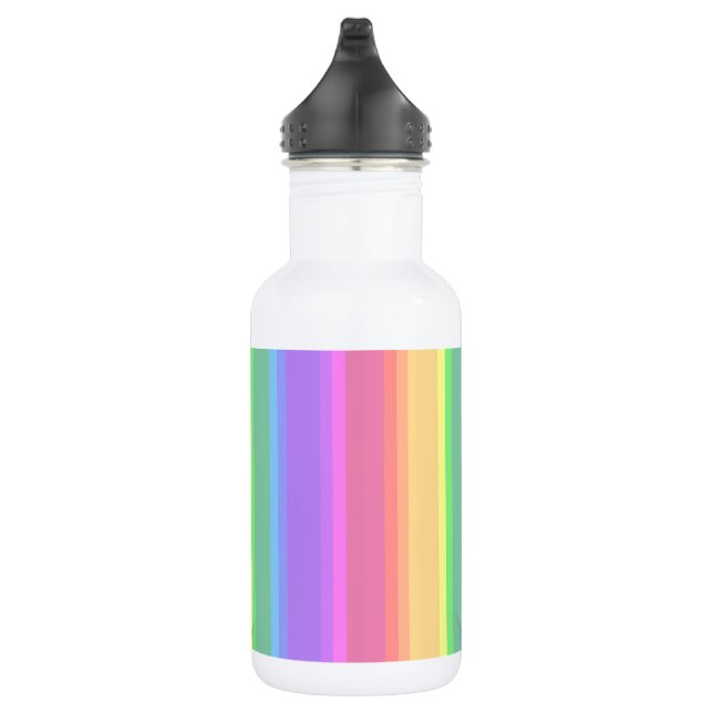 Pastel rainbow stripes stainless steel water bottle (Right)