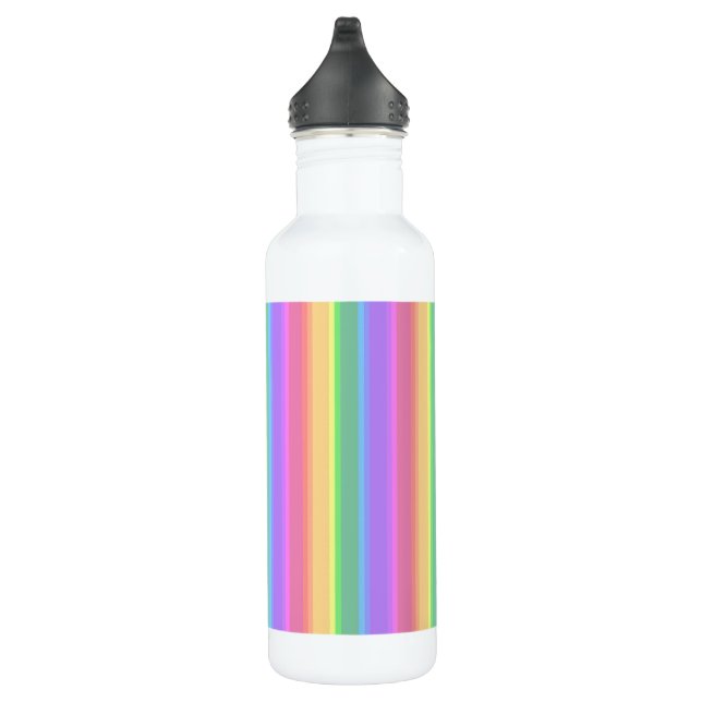 Pastel rainbow stripes stainless steel water bottle (Right)