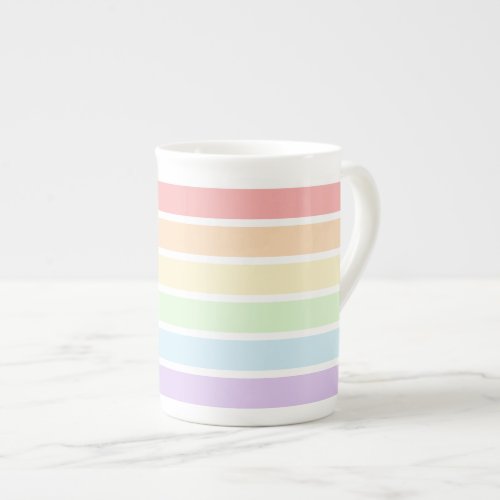 Pastel Rainbow Stripes Tea Cup