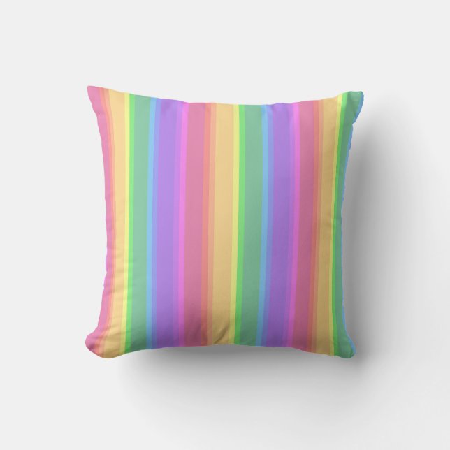 Pastel rainbow stripes throw pillow (Front)