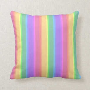 Pastel rainbow stripes throw pillow