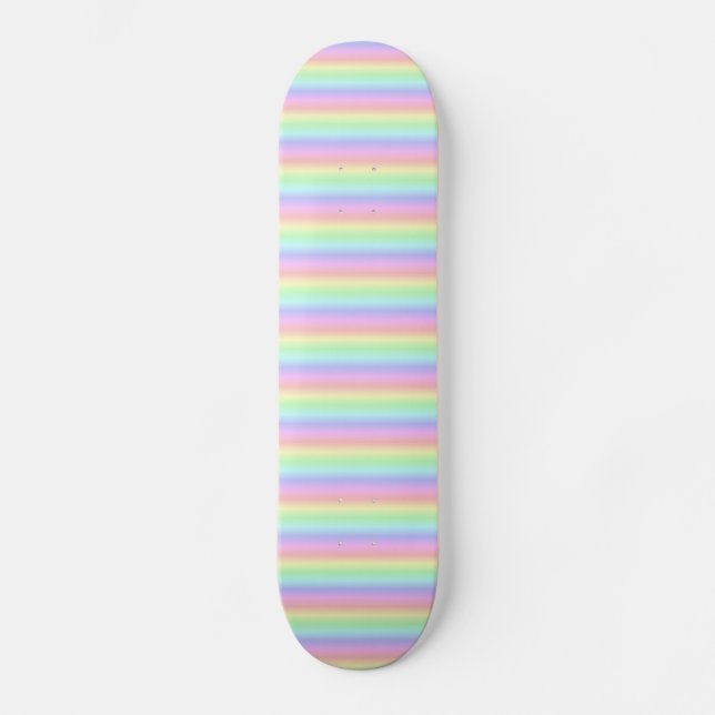 Pastel Rainbow Strips - Pattern Skateboard Deck (Front)