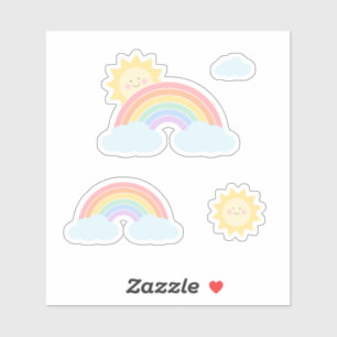 Pastel Rainbow Sunshine Custom-Cut Vinyl Sticker
