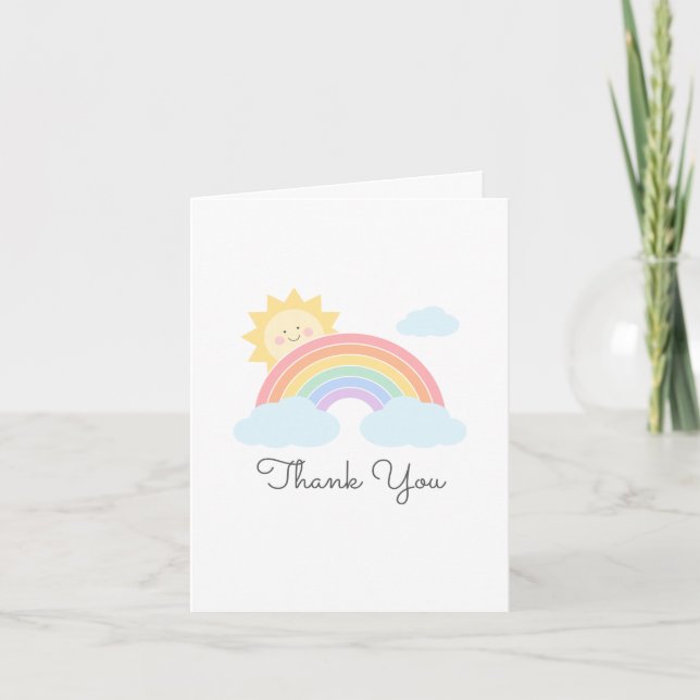 Pastel Rainbow Sunshine  Thank You Card (Front)