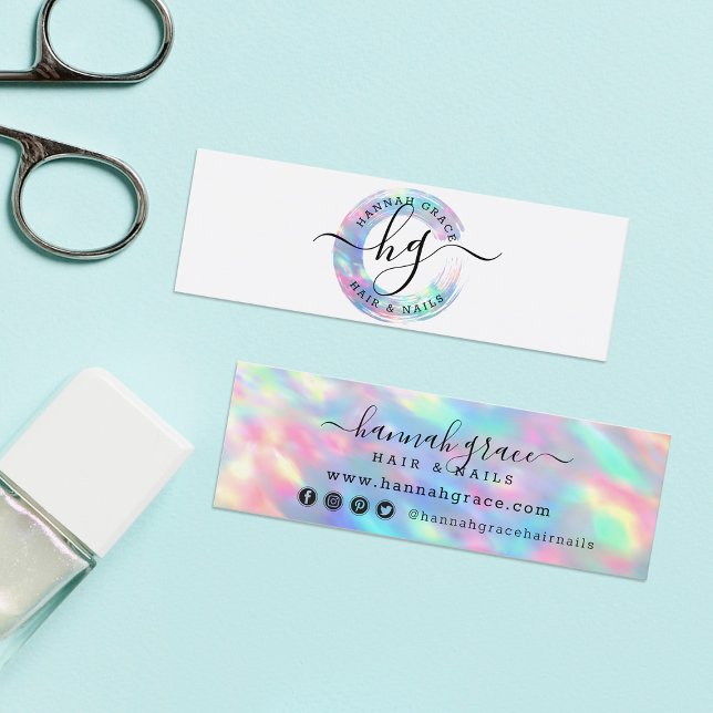 Pastel Rainbow Swash Logo Hair Nails Social Media  Mini Business Card (Creator Uploaded)