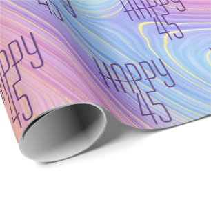 Pastel Rainbow Swirl 45th Birthday Wrapping Paper