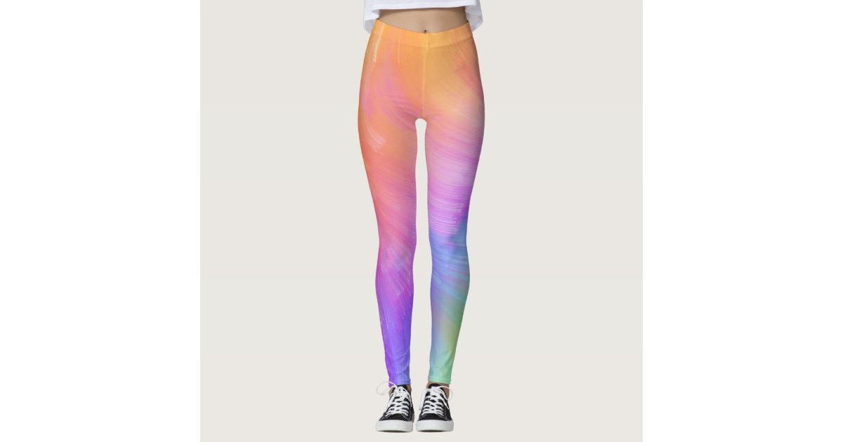 Pastel Rainbow Leggings, Tie Dye Leggings, Pastel Yoga Pants, Kawaii G