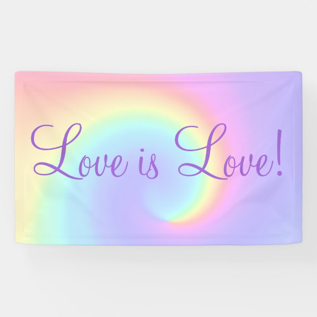 Pastel Rainbow Swirl Lesbian Wedding Banner (Horizontal)
