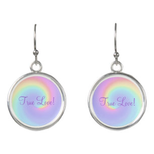 Pastel Rainbow Swirl Lesbian Wedding Earrings