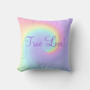 Pastel Rainbow Swirl Lesbian Wedding Throw Pillow
