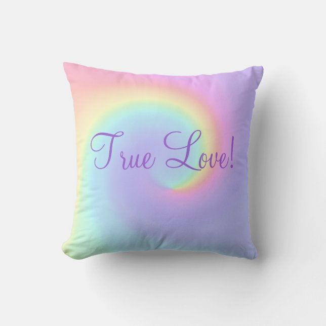 Pastel Rainbow Swirl Lesbian Wedding Throw Pillow (Front)