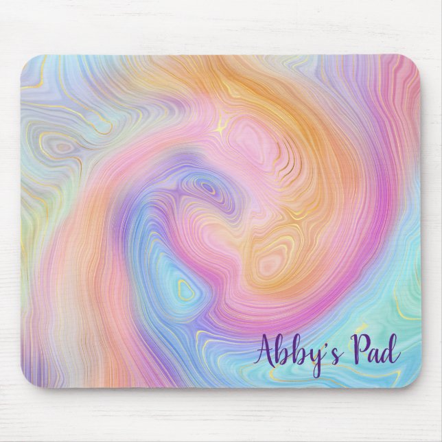 Pastel Rainbow Swirl Mouse Pad (Front)