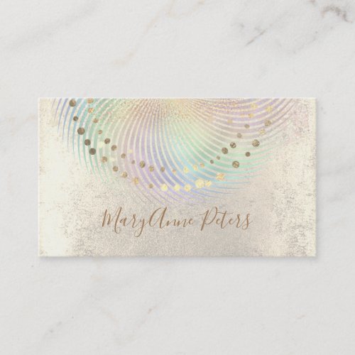 pastel rainbow swirl on faux gold foil decor business card