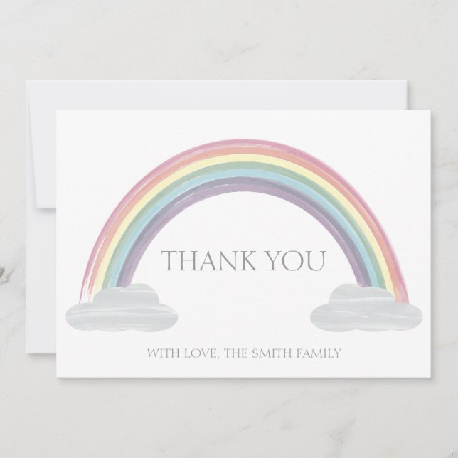 Pastel Rainbow Thank You Card (Front)