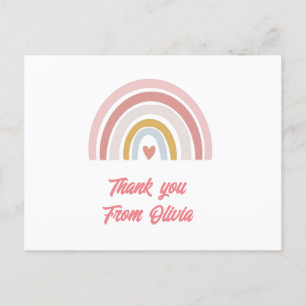 pastel rainbow thank you card postcard