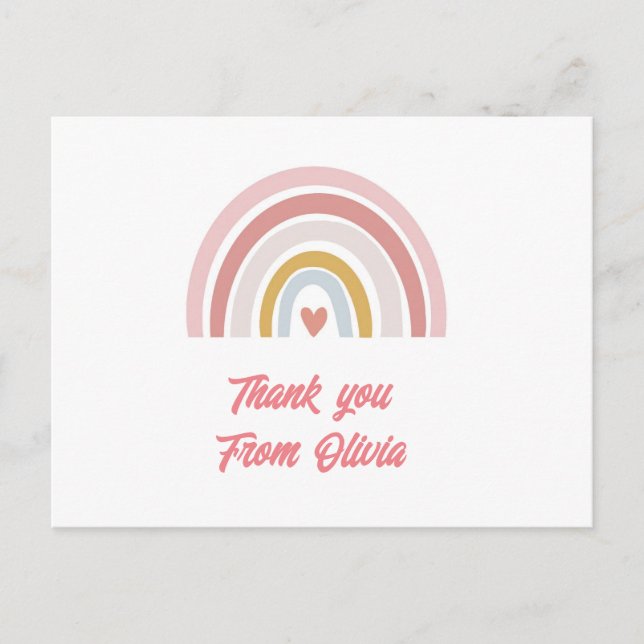 pastel rainbow thank you card postcard (Front)