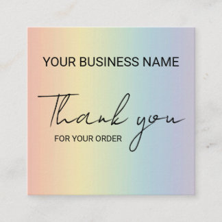 Pastel Rainbow Thank You  Square Business Card