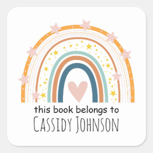 Pastel rainbow this book belongs to kids bookplate