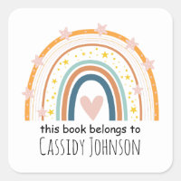Pastel rainbow this book belongs to kids bookplate