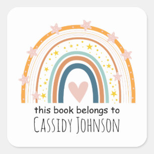 Pastel rainbow this book belongs to kids bookplate