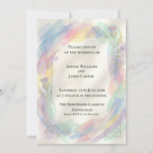 Pastel Rainbow Thistle Wedding Invitation