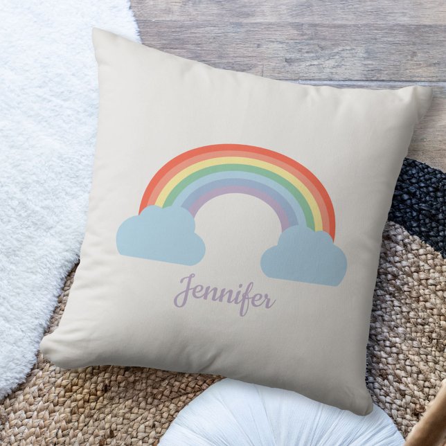 Pastel Rainbow Throw Pillow (Pastel Rainbow Pillow)