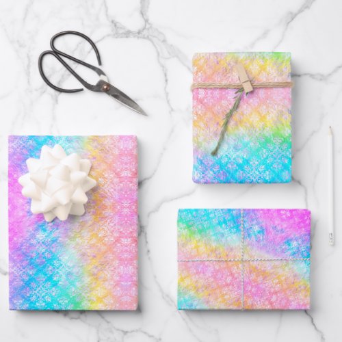 Pastel Rainbow Tie_Dye Fractal All_Occasion Wrapping Paper Sheets