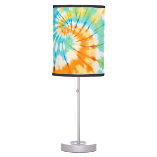 Pastel Rainbow Tie Dye Spiral Pattern Table Lamp