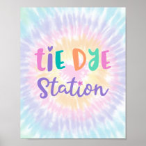 Pastel Rainbow Tie Dye Station Party Sign