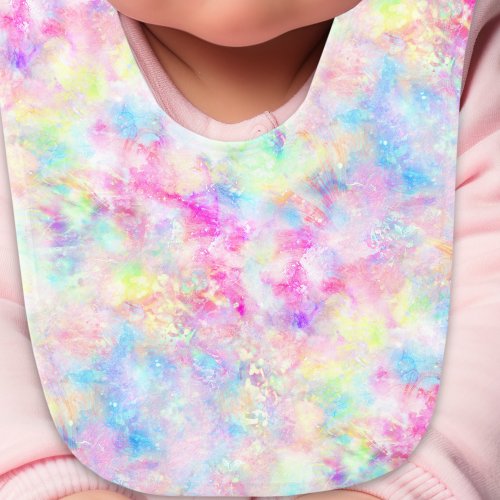 Pastel Rainbow Tie Dye Watercolor Baby Bib