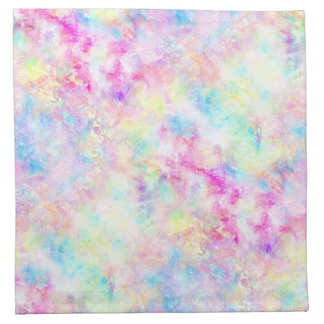 Pastel Rainbow Tie Dye Watercolor Cloth Napkin (Front)