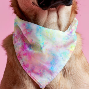 Pastel Rainbow Tie Dye Watercolor Cute Dog  Bandana