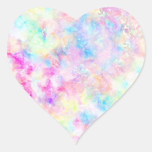 Pastel Rainbow Tie Dye Watercolor Heart Sticker