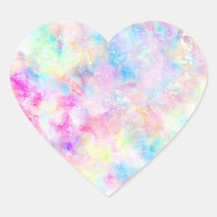 Pastel Rainbow Tie Dye Watercolor Heart Sticker