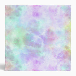 Pastel Rainbow Tie-Dye Watercolor Painting 3 Ring Binder