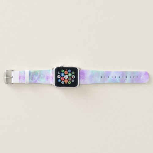 Pastel Rainbow Tie_Dye Watercolor Painting Apple Watch Band