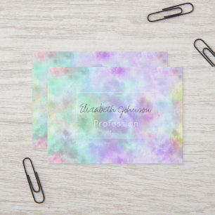 Pastel Rainbow Tie-Dye Watercolor Painting Business Card