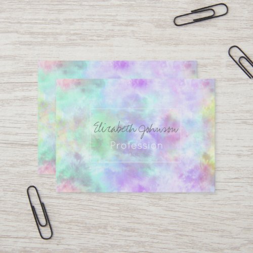 Pastel Rainbow Tie_Dye Watercolor Painting Business Card