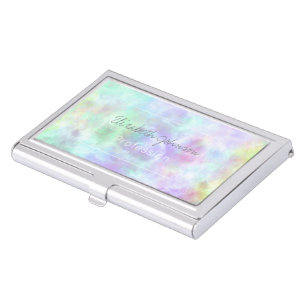 Pastel Rainbow Tie-Dye Watercolor Painting Business Card Case