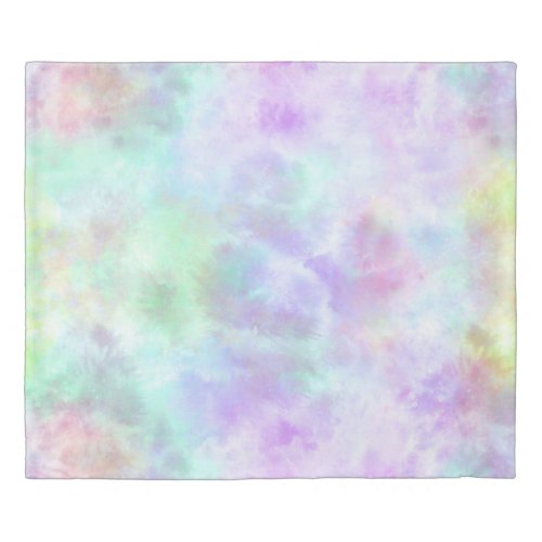 Pastel Rainbow Tie_Dye Watercolor Painting Duvet Cover