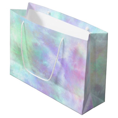 Pastel Rainbow Tie_Dye Watercolor Painting Large Gift Bag