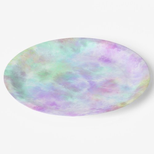 Pastel Rainbow Tie_Dye Watercolor Painting Paper Plates