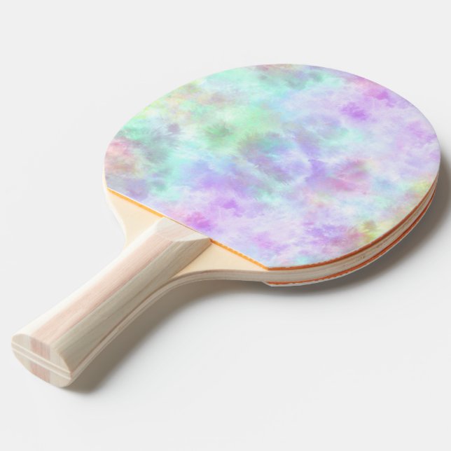 Pastel Rainbow Tie-Dye Watercolor Painting Ping Pong Paddle (Front Angle)