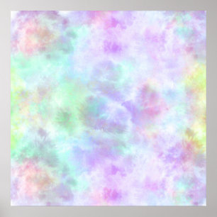 Pastel Rainbow Tie-Dye Watercolor Painting Poster